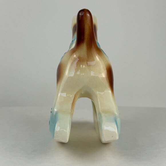 Vintage Ceramic Schnauzer Terrier Dog Planter Small Rocking Blue 7 inches - Picture 6 of 11